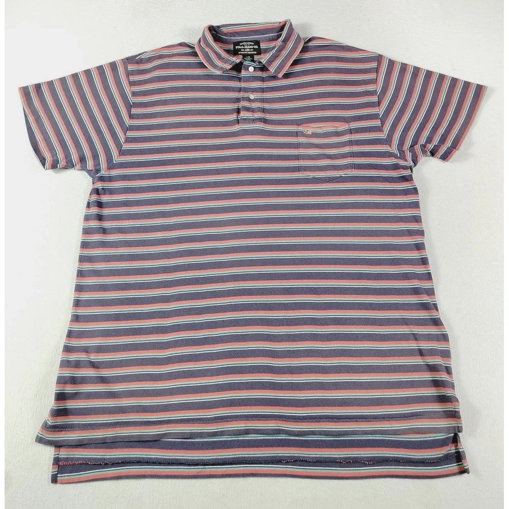 Vintage Polo Jeans Co Ralph Lauren Polo Shirt Mens Large Purple Striped Preppy